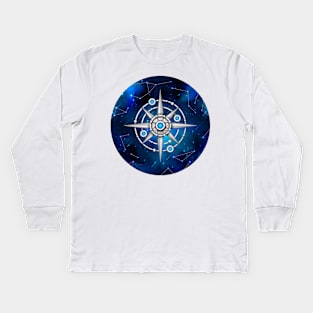 Endless Texture of Cosmic Universe with Ice Crystal Mechanical Stars Kids Long Sleeve T-Shirt